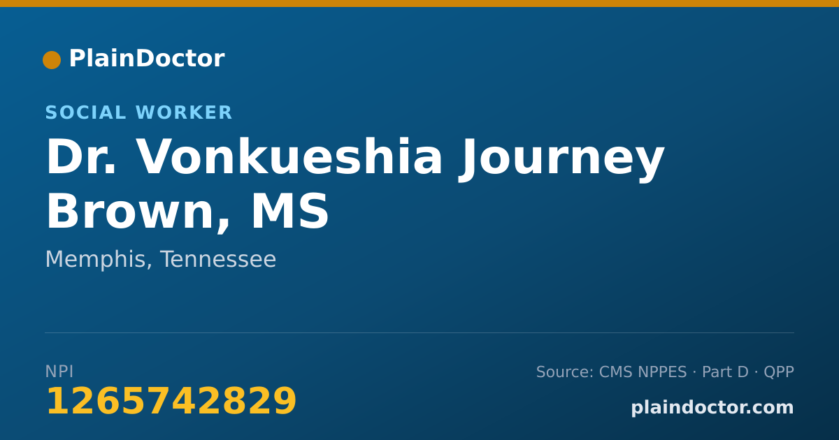 Shareable card for Vonkueshia Journey Brown, MS - Social Worker, Memphis, TN
