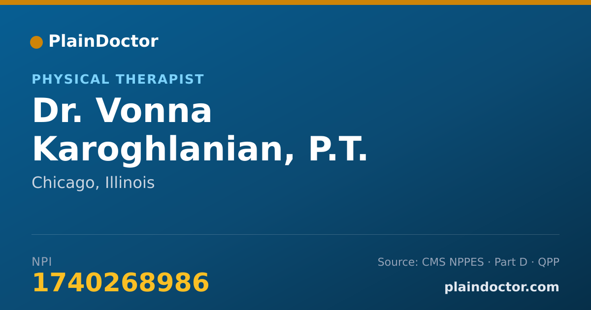 Shareable card for Vonna Karoghlanian, P.T. - Physical Therapist, Chicago, IL