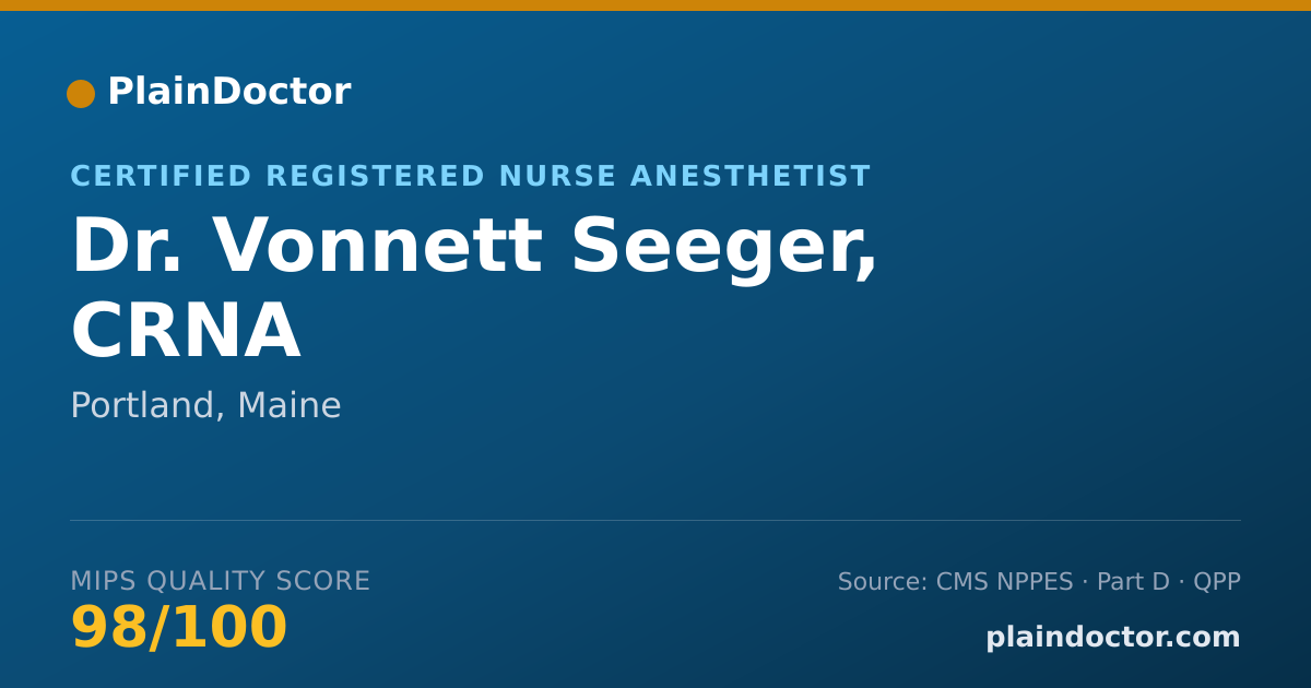 Shareable card for Vonnett Seeger, CRNA - Certified Registered Nurse Anesthetist, Portland, ME