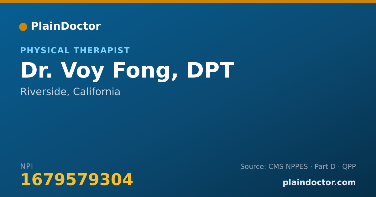 Shareable card for Voy Fong, DPT - Physical Therapist, Riverside, CA