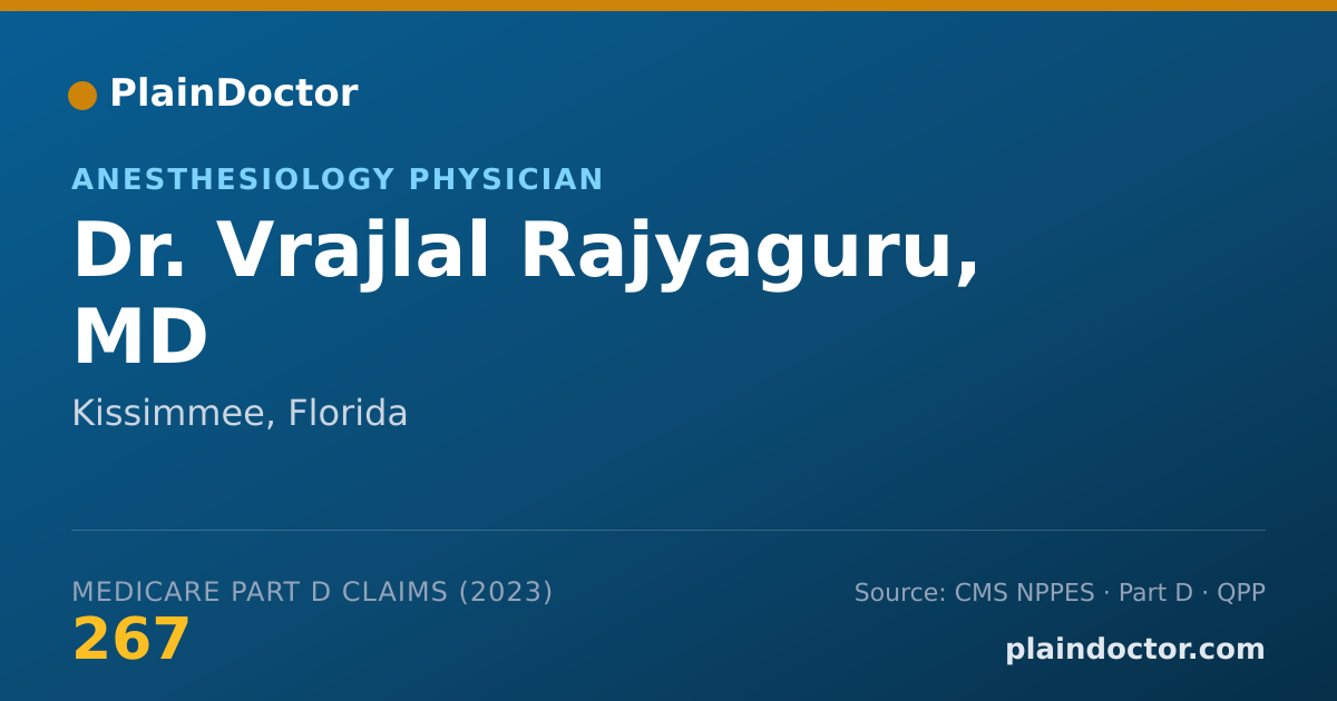 Shareable card for Vrajlal Rajyaguru, MD - Anesthesiology Physician, Kissimmee, FL