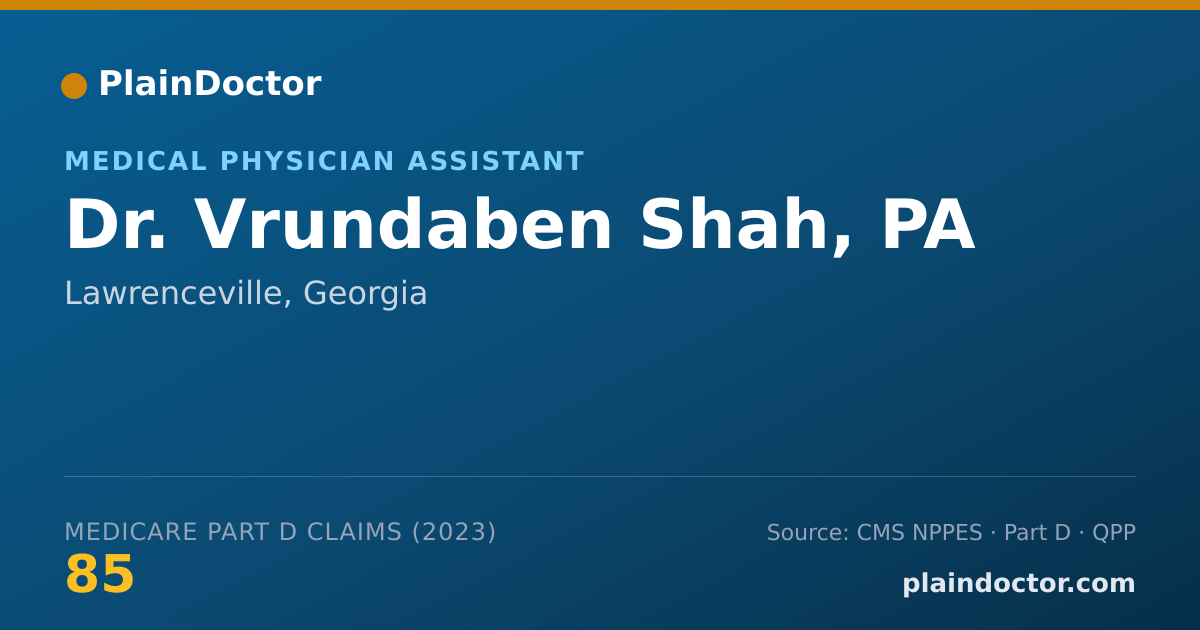 Shareable card for Vrundaben Shah, PA - Medical Physician Assistant, Lawrenceville, GA