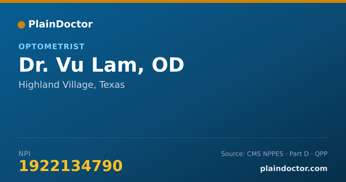 Shareable card for Vu Lam, OD - Optometrist, Highland Village, TX