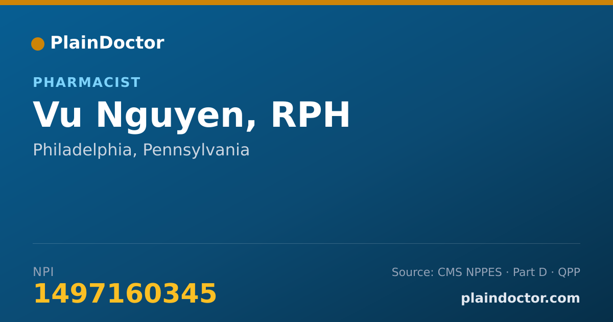 Shareable card for Vu Nguyen, RPH - Pharmacist, Philadelphia, PA