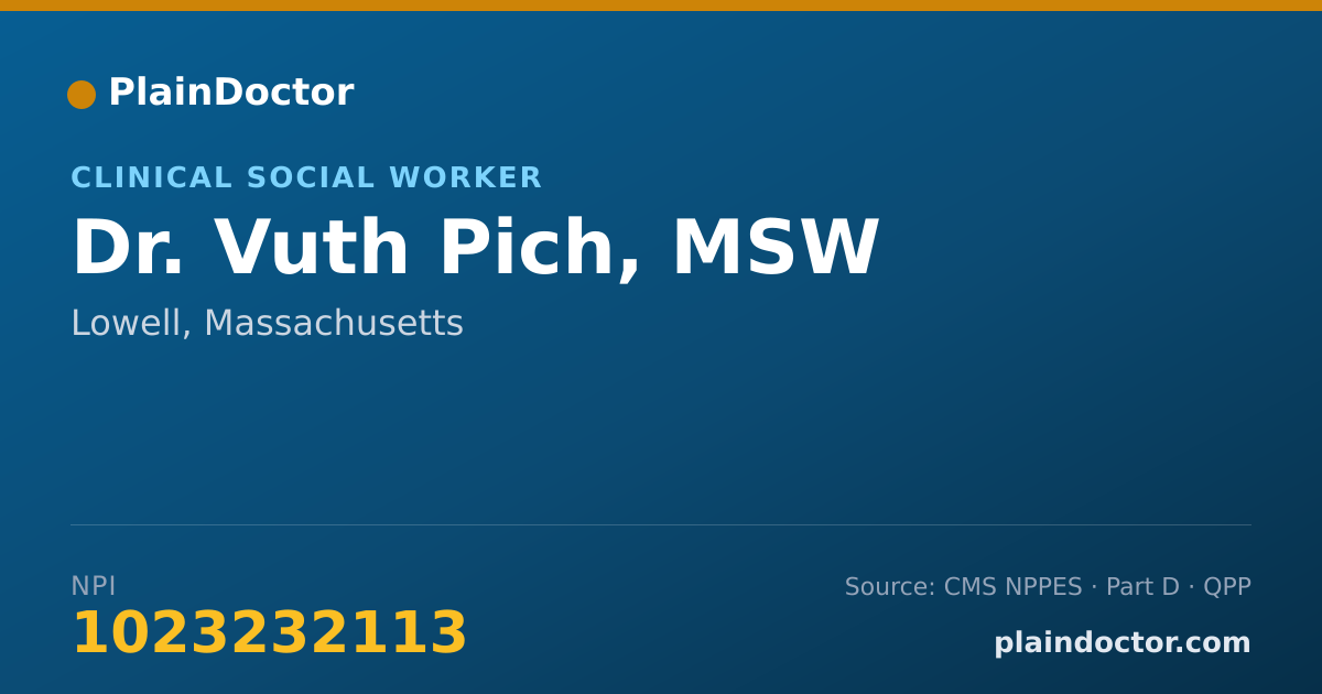 Shareable card for Vuth Pich, MSW - Clinical Social Worker, Lowell, MA