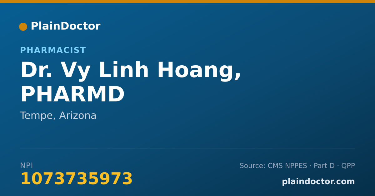 Shareable card for Vy Linh Hoang, PHARMD - Pharmacist, Tempe, AZ