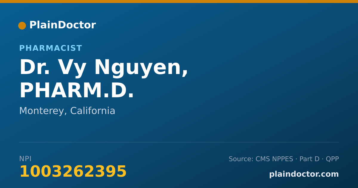 Shareable card for Vy Nguyen, PHARM.D. - Pharmacist, Monterey, CA
