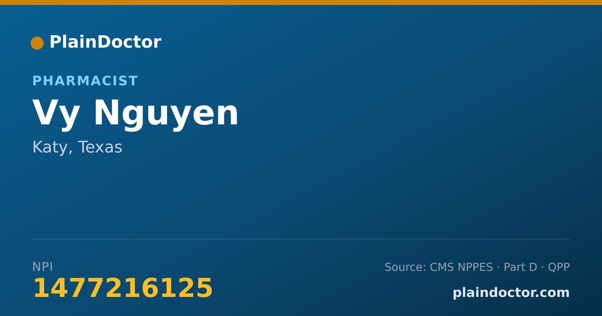 Shareable card for Vy Nguyen - Pharmacist, Katy, TX