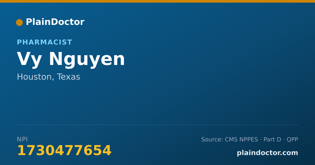 Shareable card for Vy Nguyen - Pharmacist, Houston, TX