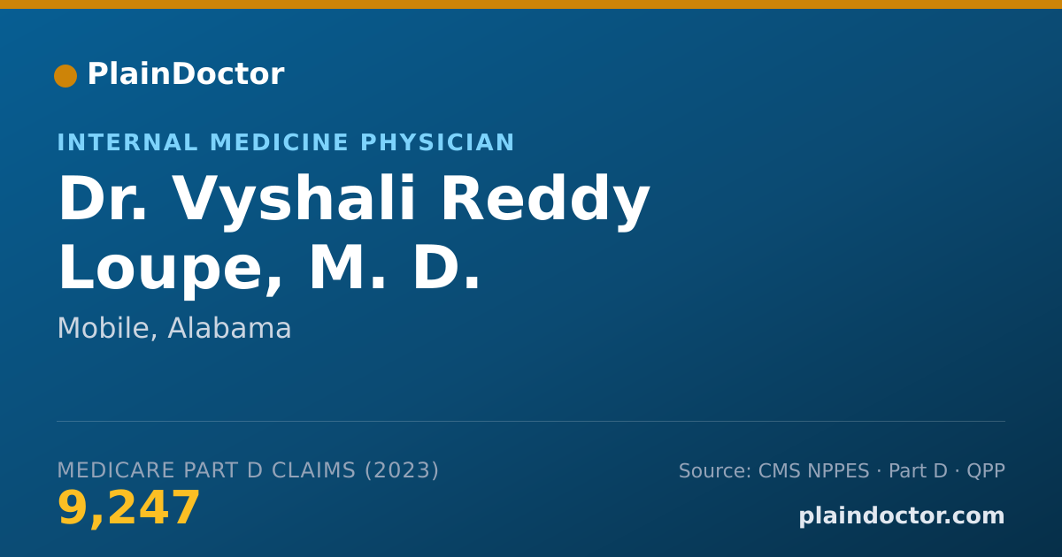 Shareable card for Vyshali Reddy Loupe, M. D. - Internal Medicine Physician, Mobile, AL
