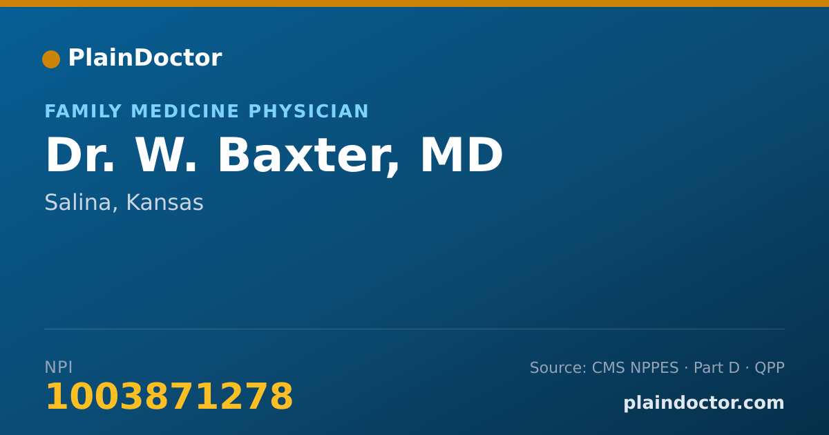 Shareable card for W. Baxter, MD - Family Medicine Physician, Salina, KS