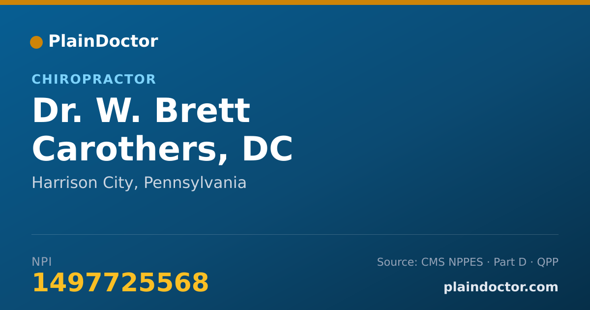 Shareable card for W. Brett Carothers, DC - Chiropractor, Harrison City, PA
