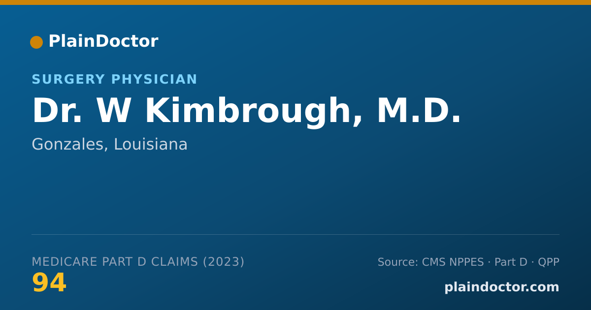 Shareable card for W Kimbrough, M.D. - Surgery Physician, Gonzales, LA
