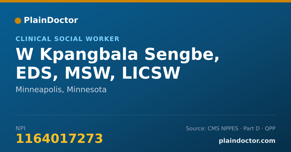 Shareable card for W Kpangbala Sengbe, EDS, MSW, LICSW - Clinical Social Worker, Minneapolis, MN