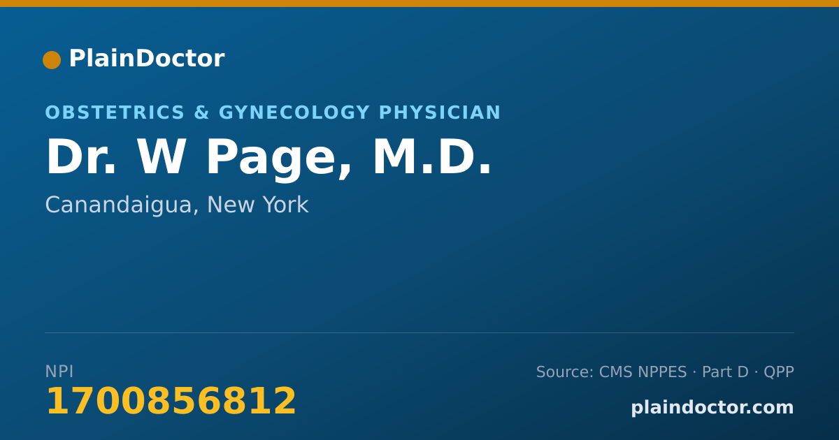 Shareable card for W Page, M.D. - Obstetrics & Gynecology Physician, Canandaigua, NY