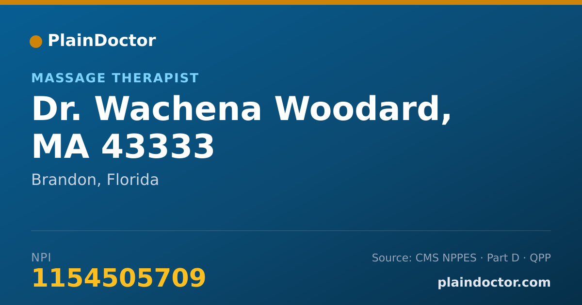 Shareable card for Wachena Woodard, MA 43333 - Massage Therapist, Brandon, FL