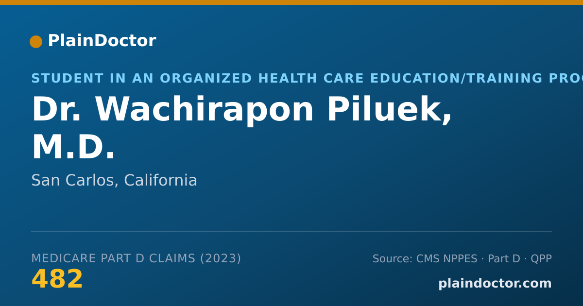 Shareable card for Wachirapon Piluek, M.D. - Student in an Organized Health Care Education/Training Program, San Carlos, CA