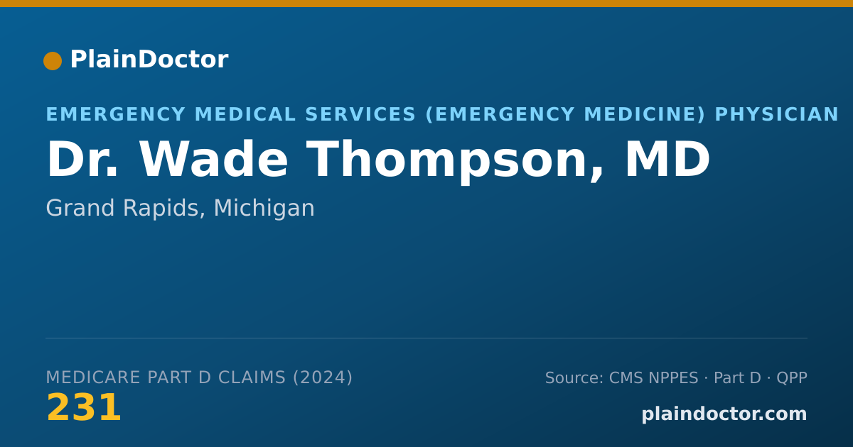 Shareable card for Wade Thompson, MD - Emergency Medical Services (Emergency Medicine) Physician, Grand Rapids, MI