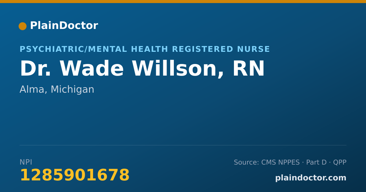 Shareable card for Wade Willson, RN - Psychiatric/Mental Health Registered Nurse, Alma, MI
