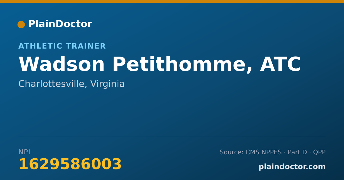 Shareable card for Wadson Petithomme, ATC - Athletic Trainer, Charlottesville, VA