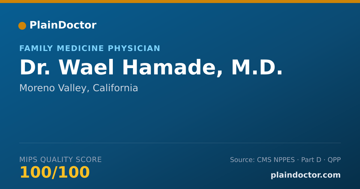 Shareable card for Wael Hamade, M.D. - Family Medicine Physician, Moreno Valley, CA