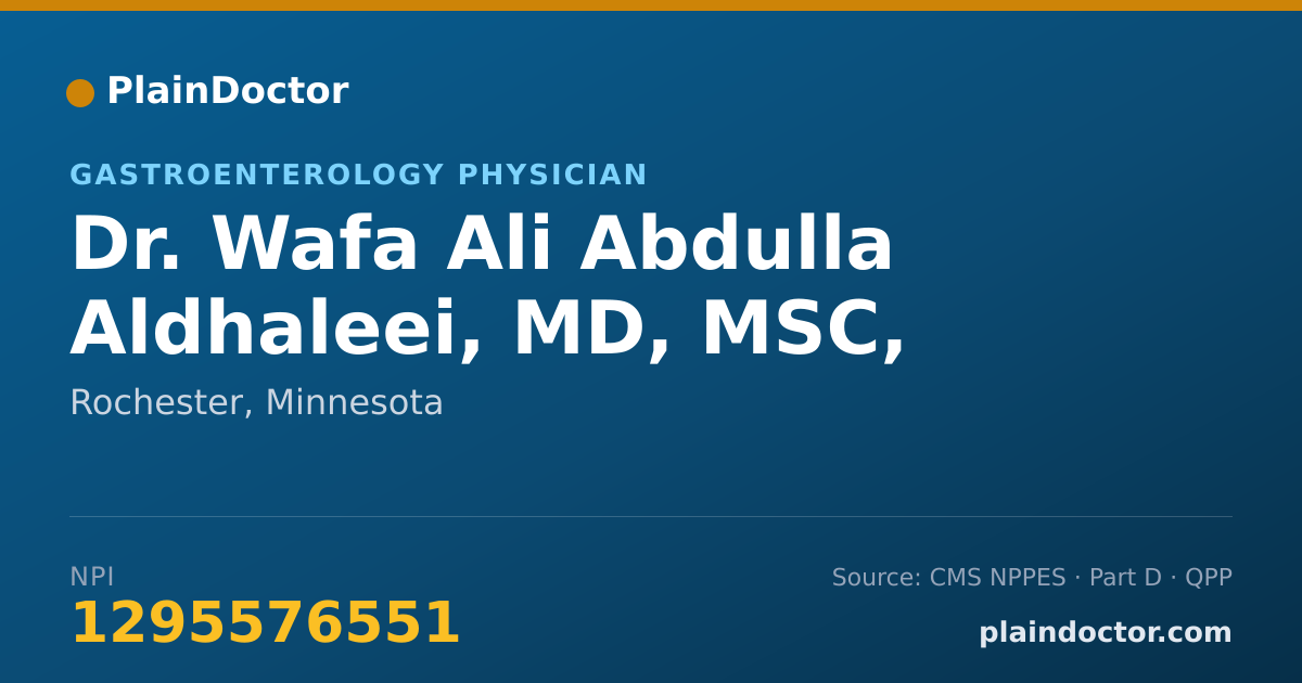 Shareable card for Wafa Ali Abdulla Aldhaleei, MD, MSC, MPH - Gastroenterology Physician, Rochester, MN