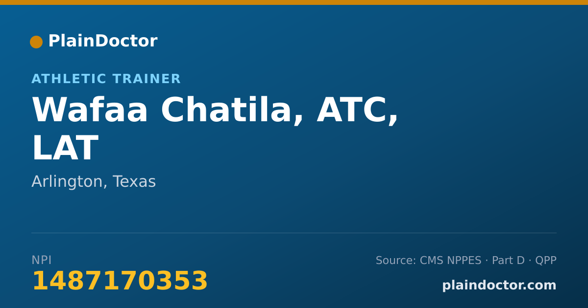 Shareable card for Wafaa Chatila, ATC, LAT - Athletic Trainer, Arlington, TX