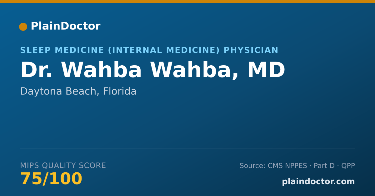 Shareable card for Wahba Wahba, MD - Sleep Medicine (Internal Medicine) Physician, Daytona Beach, FL