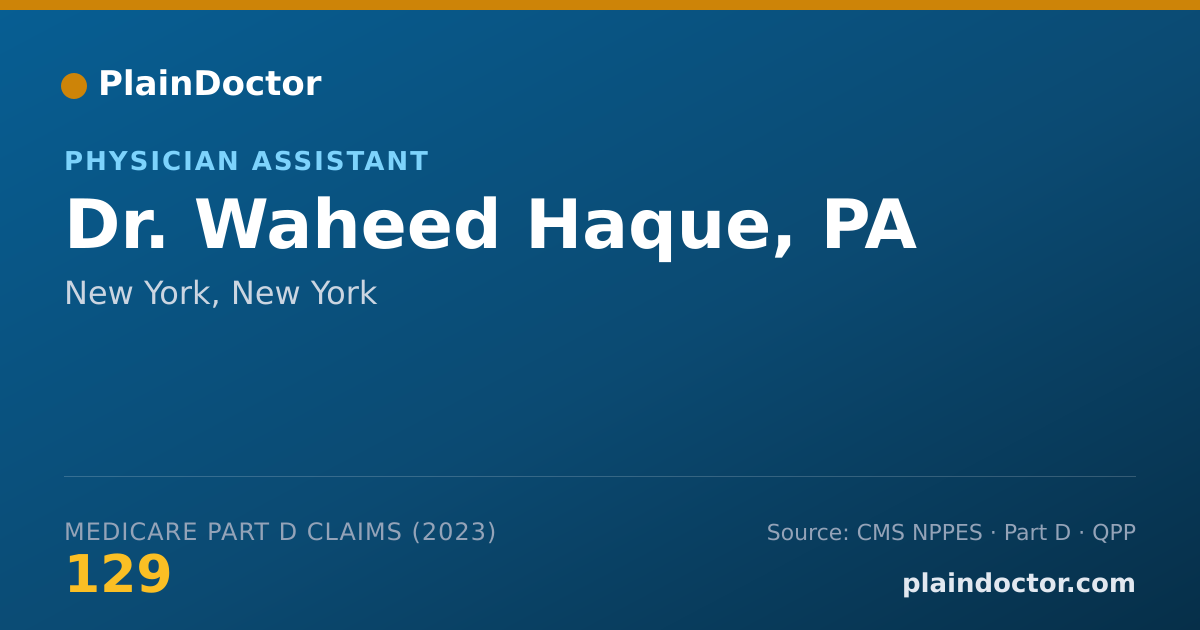Shareable card for Waheed Haque, PA - Physician Assistant, New York, NY