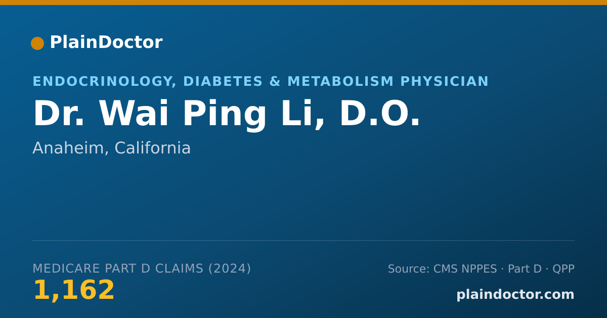 Shareable card for Wai Ping Li, D.O. - Endocrinology, Diabetes & Metabolism Physician, Anaheim, CA