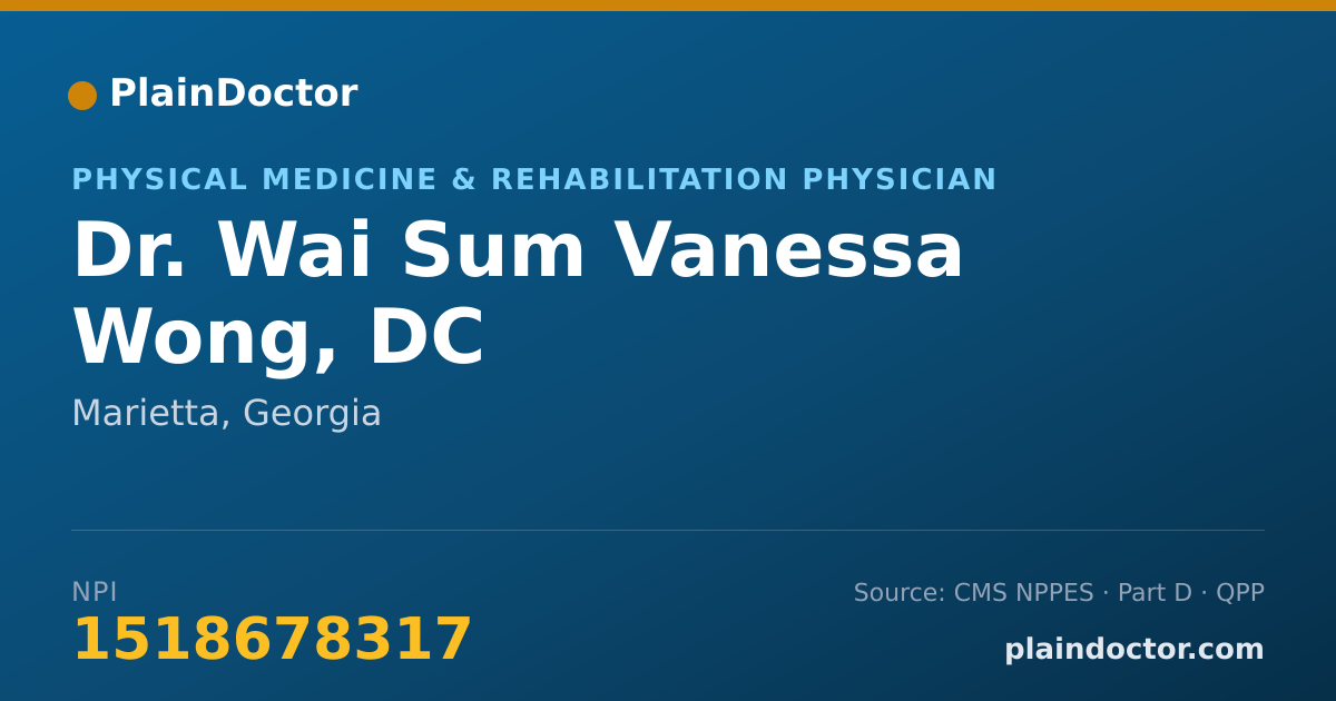 Shareable card for Wai Sum Vanessa Wong, DC - Physical Medicine & Rehabilitation Physician, Marietta, GA