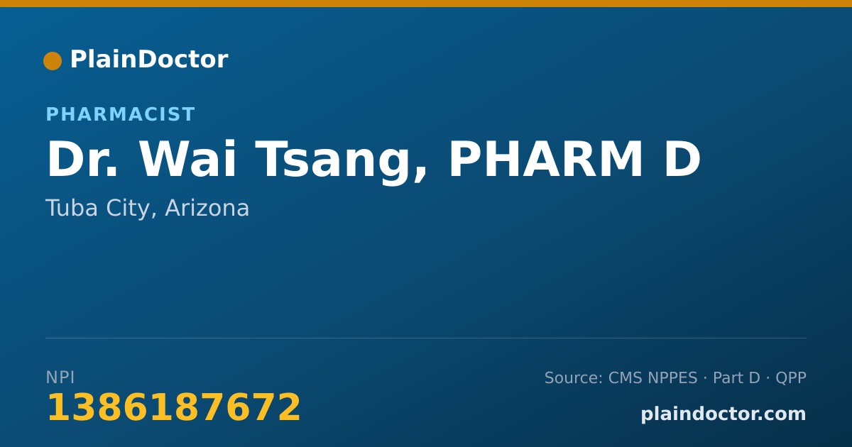 Shareable card for Wai Tsang, PHARM D - Pharmacist, Tuba City, AZ