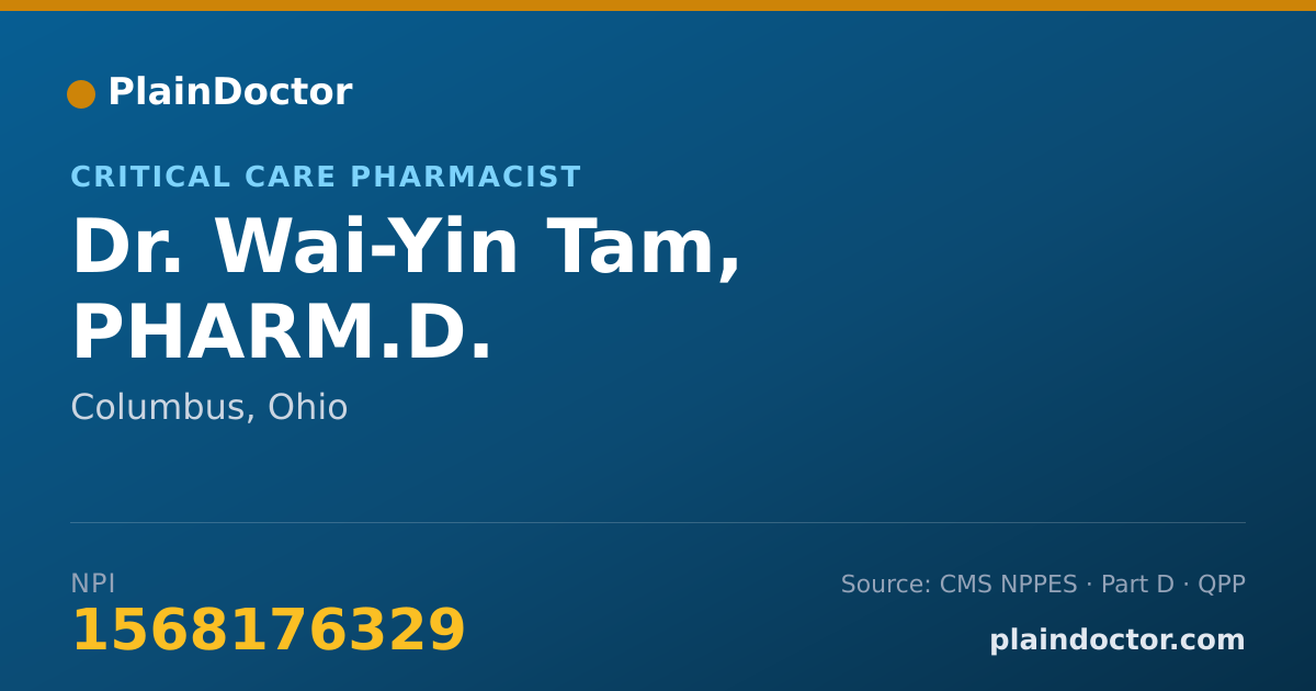 Shareable card for Wai-Yin Tam, PHARM.D. - Critical Care Pharmacist, Columbus, OH