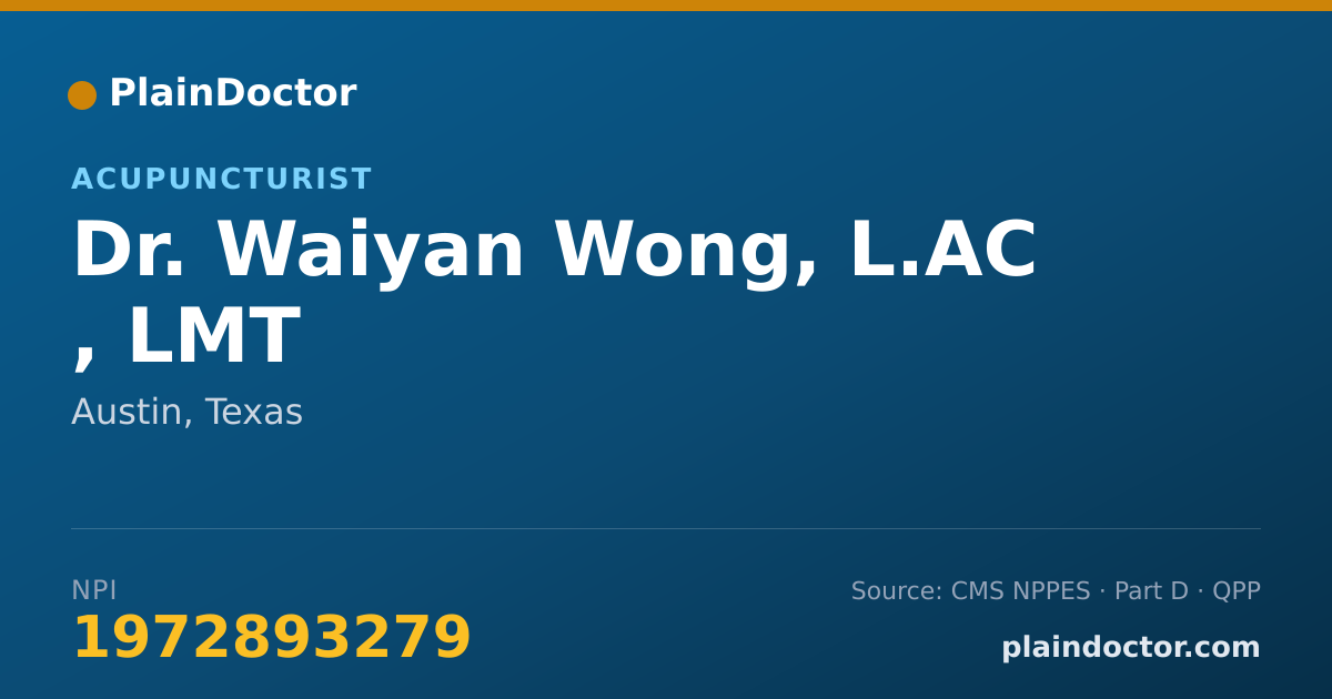 Shareable card for Waiyan Wong, L.AC , LMT - Acupuncturist, Austin, TX
