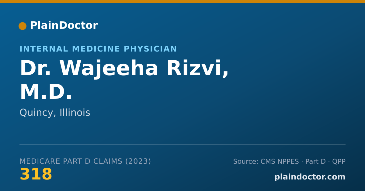 Shareable card for Wajeeha Rizvi, M.D. - Internal Medicine Physician, Quincy, IL
