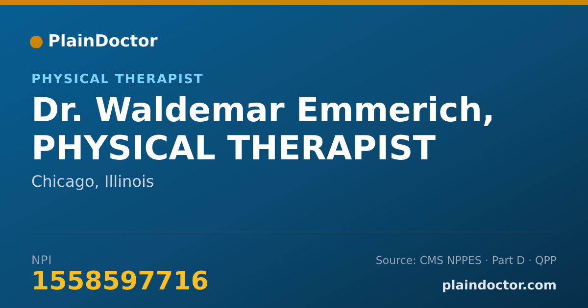 Shareable card for Waldemar Emmerich, PHYSICAL THERAPIST - Physical Therapist, Chicago, IL
