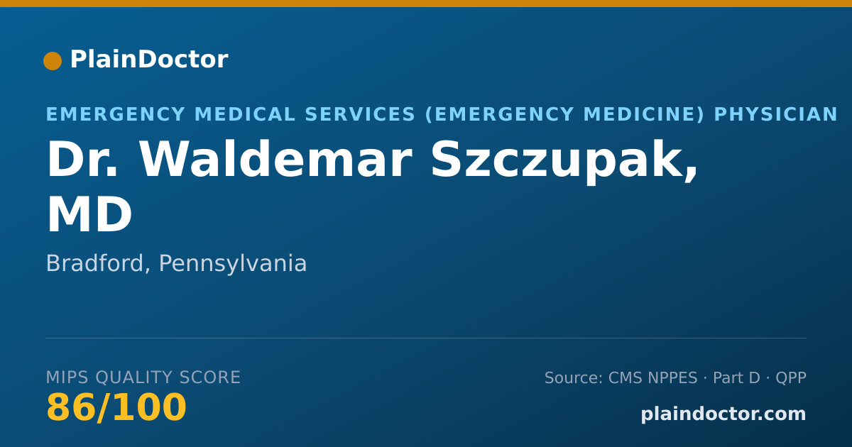 Shareable card for Waldemar Szczupak, MD - Emergency Medical Services (Emergency Medicine) Physician, Bradford, PA