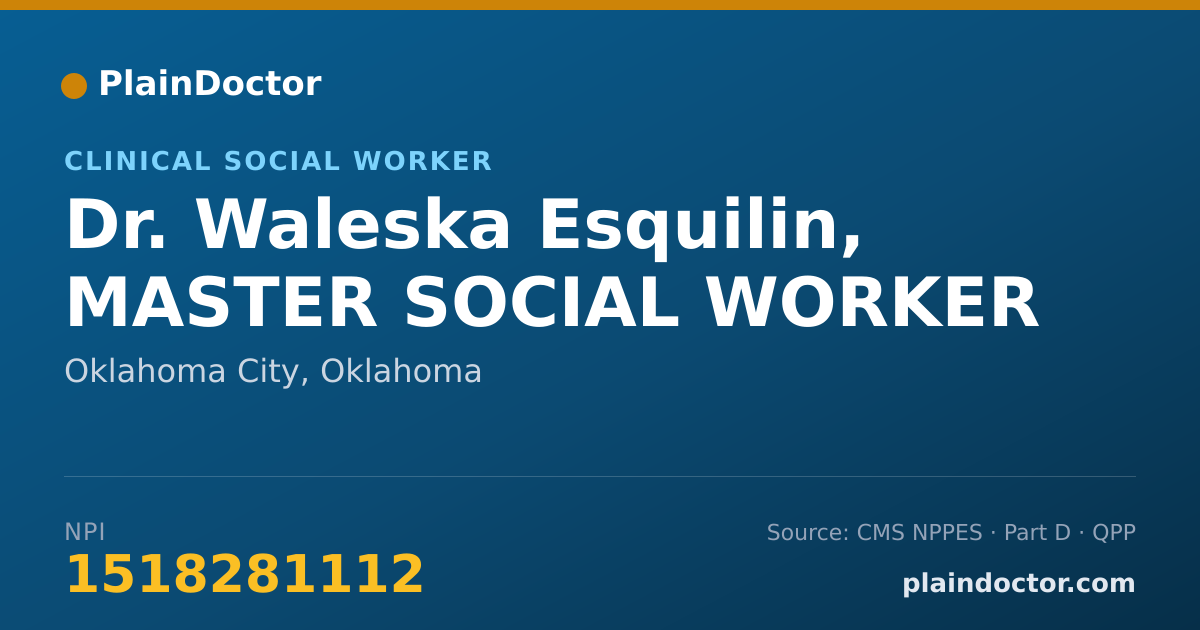 Shareable card for Waleska Esquilin, MASTER SOCIAL WORKER - Clinical Social Worker, Oklahoma City, OK