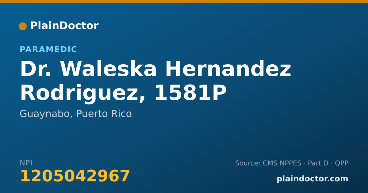 Shareable card for Waleska Hernandez Rodriguez, 1581P - Paramedic, Guaynabo, PR