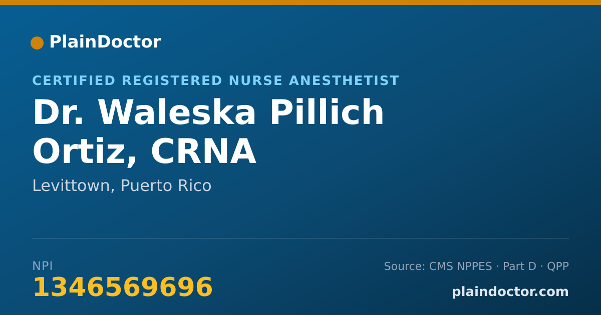 Shareable card for Waleska Pillich Ortiz, CRNA - Certified Registered Nurse Anesthetist, Levittown, PR