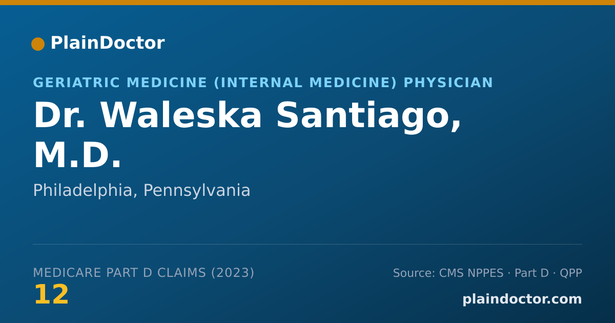 Shareable card for Waleska Santiago, M.D. - Geriatric Medicine (Internal Medicine) Physician, Philadelphia, PA