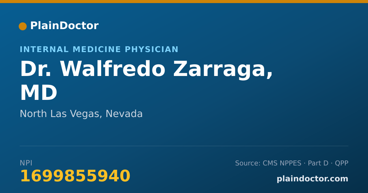 Shareable card for Walfredo Zarraga, MD - Internal Medicine Physician, North Las Vegas, NV
