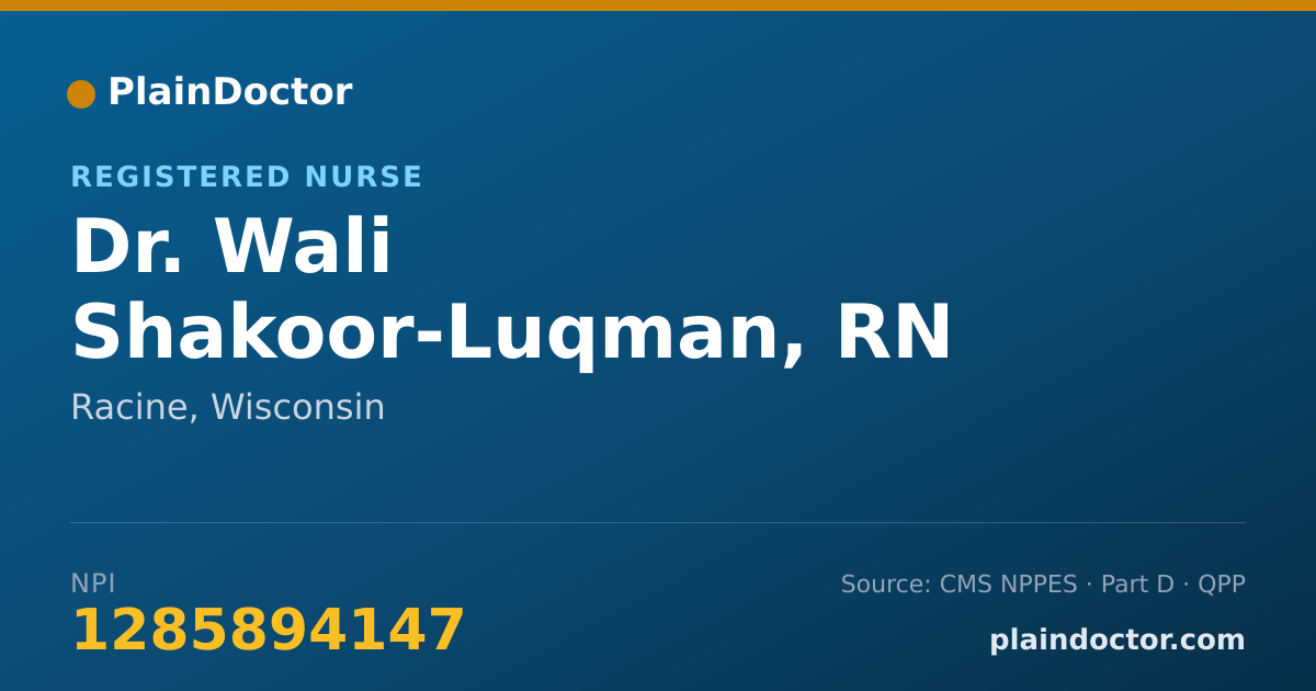 Shareable card for Wali Shakoor-Luqman, RN - Registered Nurse, Racine, WI