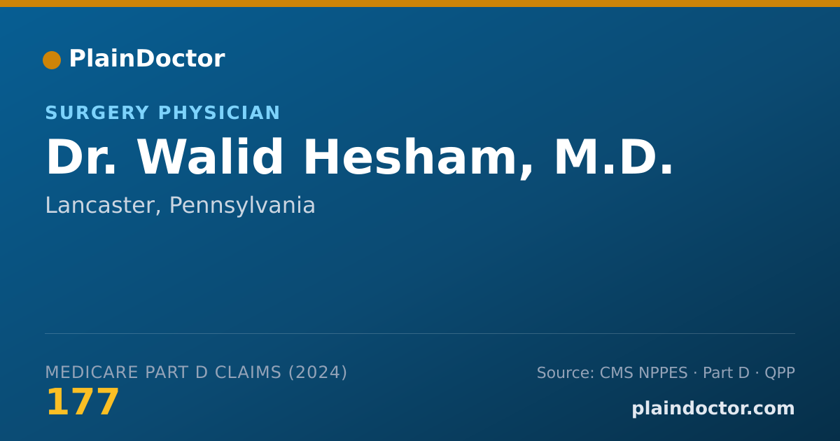 Shareable card for Walid Hesham, M.D. - Colon & Rectal Surgery Physician, Lancaster, PA