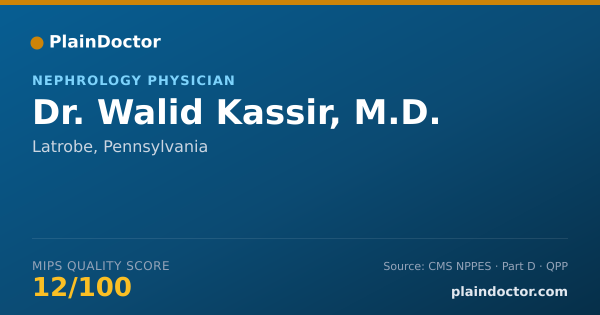 Shareable card for Walid Kassir, M.D. - Nephrology Physician, Latrobe, PA