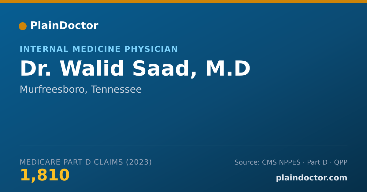 Shareable card for Walid Saad, M.D - Internal Medicine Physician, Murfreesboro, TN