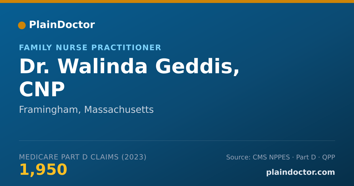 Shareable card for Walinda Geddis, CNP - Family Nurse Practitioner, Framingham, MA
