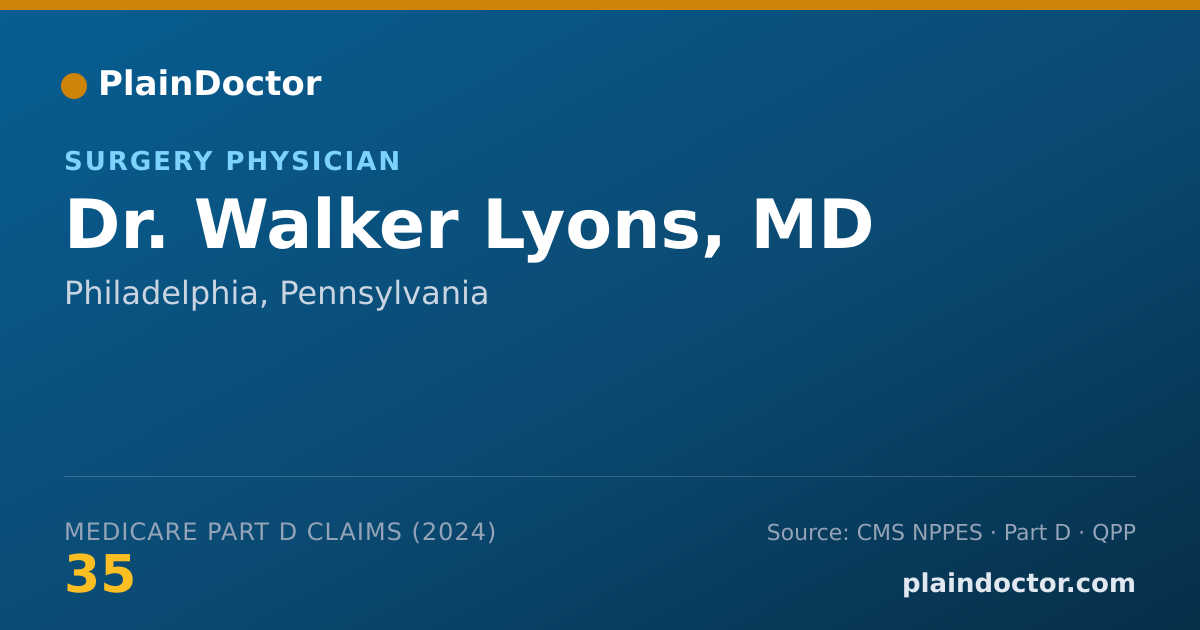 Shareable card for Walker Lyons, MD - Surgery Physician, Philadelphia, PA