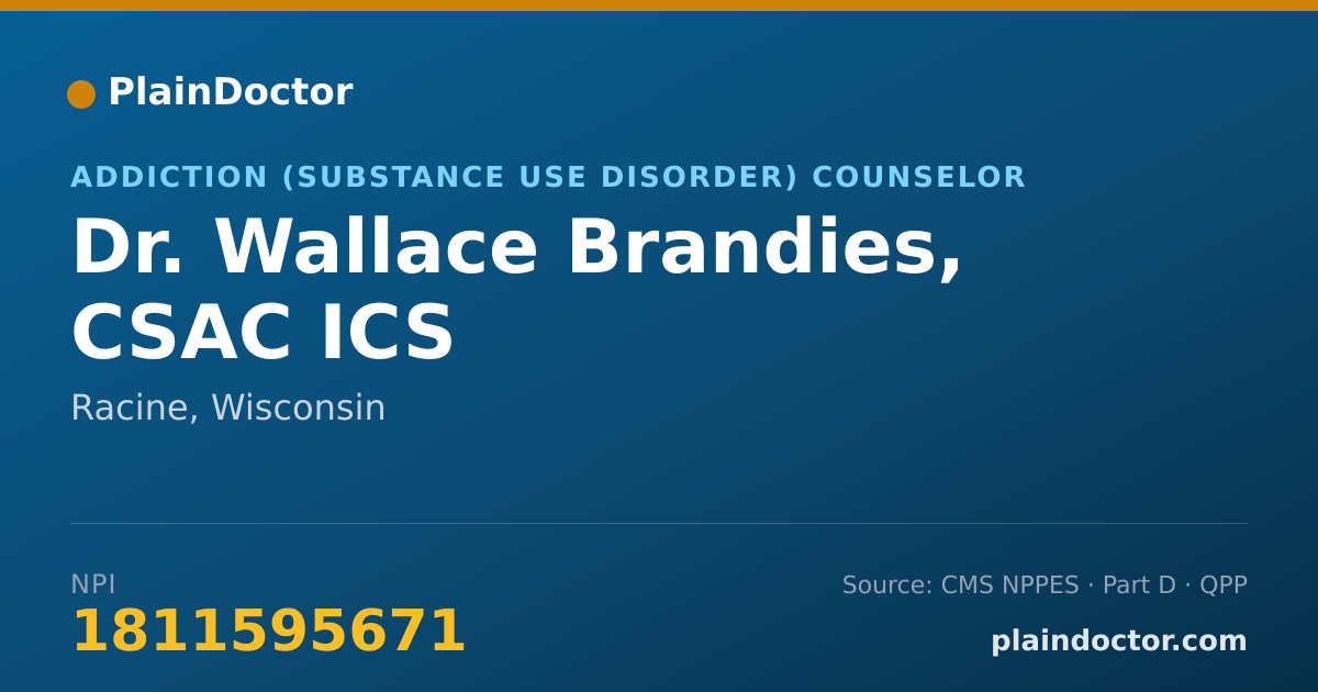 Shareable card for Wallace Brandies, CSAC ICS - Addiction (Substance Use Disorder) Counselor, Racine, WI