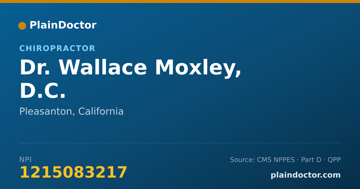 Shareable card for Wallace Moxley, D.C. - Chiropractor, Pleasanton, CA